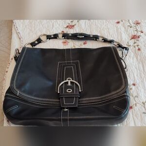 Coach Black Leather Messenger/Hobo Bag